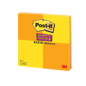 (48개 박스)3M 포스트잇 강한점착용622-4/노랑 오렌지